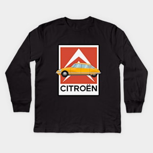 Citroen DS Orange Illustration Kids Long Sleeve T-Shirt